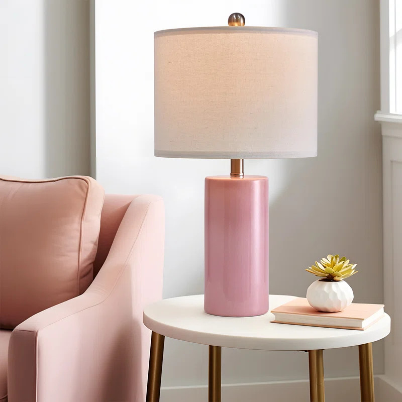 Avawatz 22＂Modern Pink Ceramic Lamp, for Living Room Bedroom Farmhouse Nightstand Lamp | Wayfair North America
