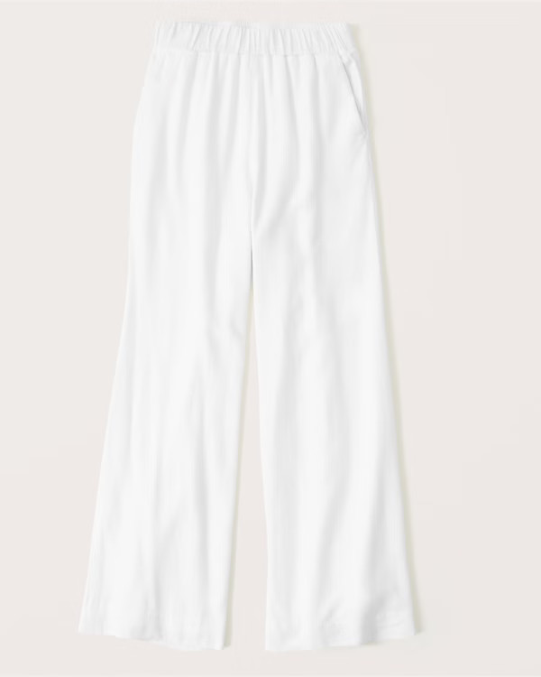 Linen-Blend Pull-On Wide Leg Pants | Abercrombie & Fitch (US)