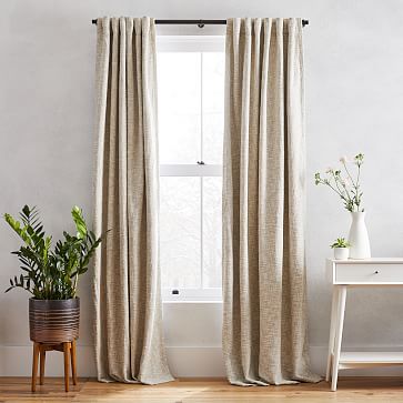 Cotton Textured Weave Curtain &amp; Blackout Lining - Ivory | West Elm (US)