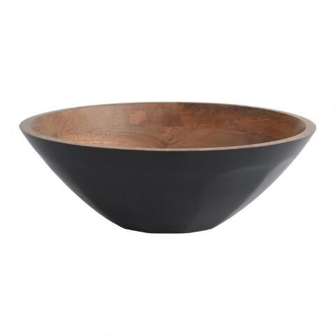 Black Two Tone Wood Serving Bowl | World Market