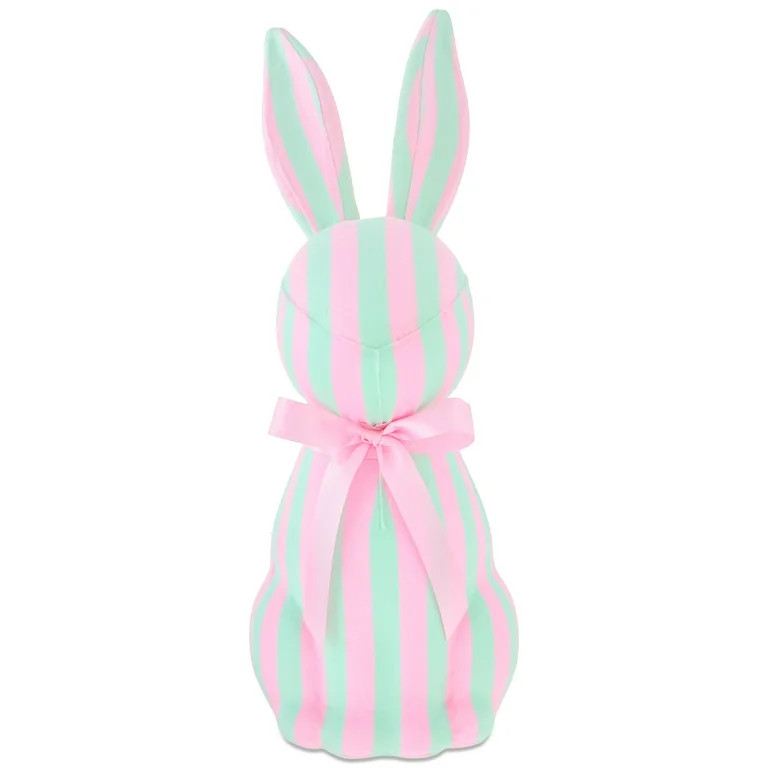 Striped Bunny Tabletop Decoration, Mint Green and Pink, 16", Easter by Way To Celebrate | Walmart (US)