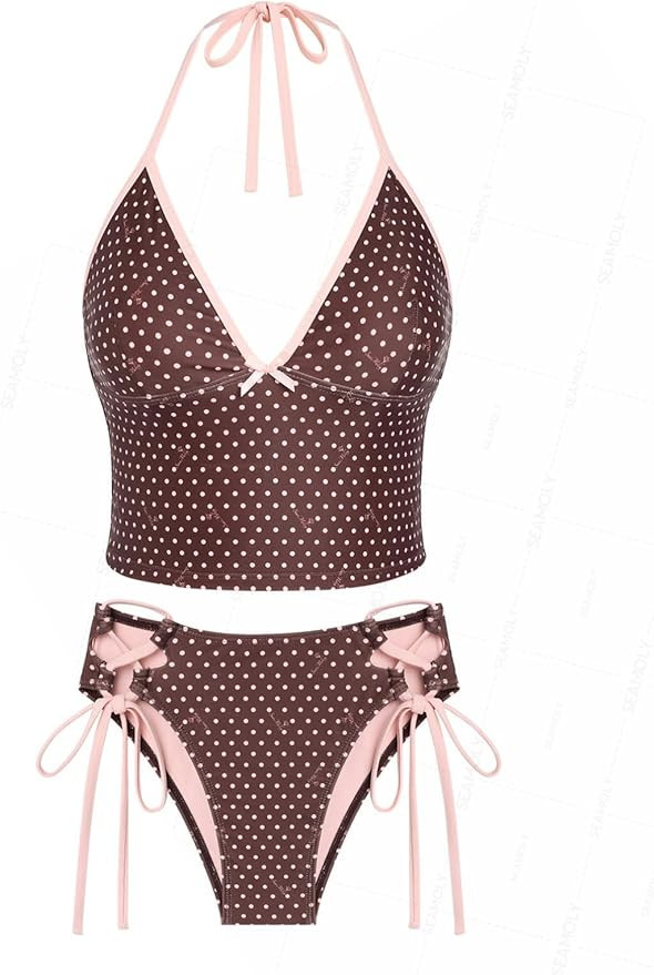 Jacquard Floral & Leopard Tankinis - Tankini Swimsuits for Women with Plunging Neck & Gingham Tri... | Amazon (US)