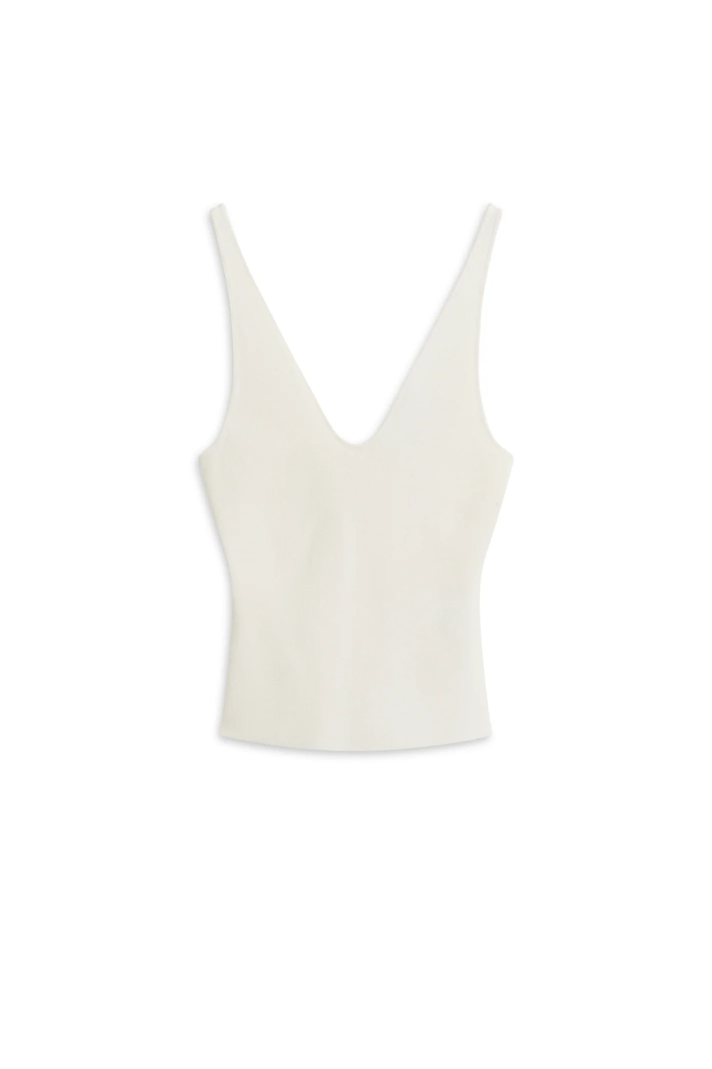 CREPE KNIT V NECK SINGLET - CREAM - Scanlan Theodore | Scanlan Theodore AU
