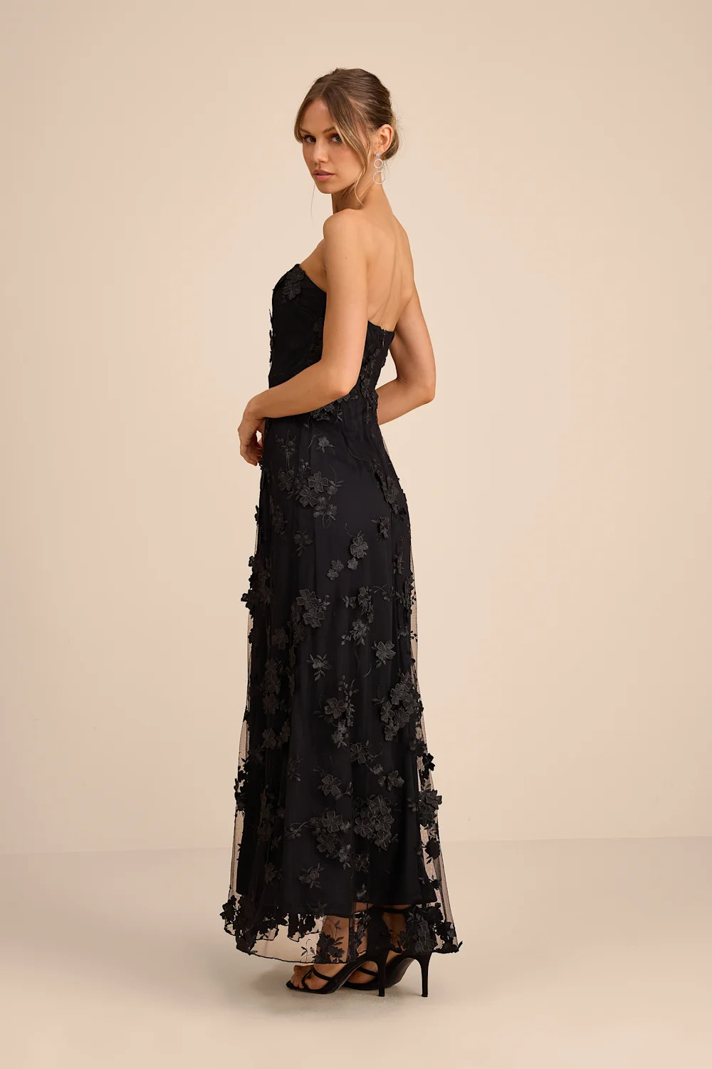 Rare Presence Black 3D Floral Embroidered Maxi Dress | Lulus