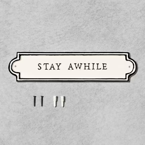 'Stay Awhile' Wall Sign Cream/Black - Hearth & Hand™ with Magnolia | Target