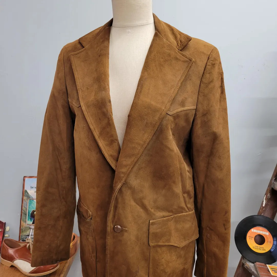 Vintage 70s Brown Suede Blazer: Sears Leather Shop Coat, Size 40 - Etsy Canada | Etsy (US)