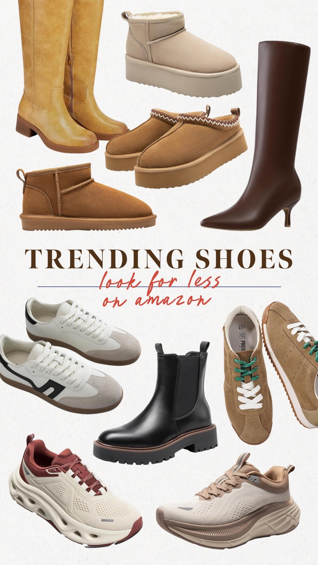All the trending shoes on Amazon! The cutest looks for less similar to higher end brands but for a fraction of the price! I have the fuzzy shoe lookalikes and tennis shoes and can confirm they're amazing. 

Amazon shoes, winter shoes, look for less, winter boots

#LTKStyleTip #LTKShoeCrush #LTKSaleAlert