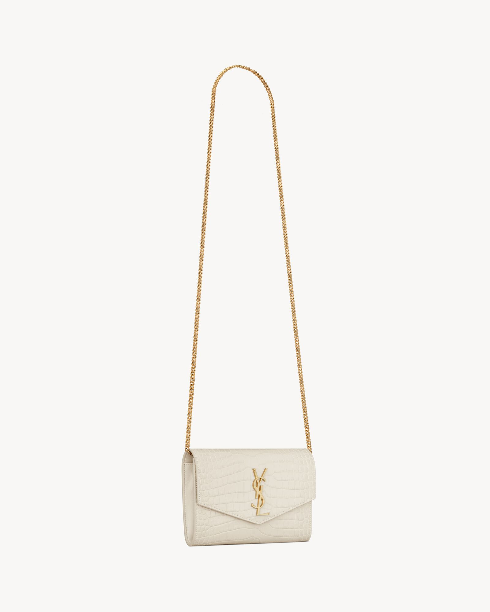 uptown chain wallet in crocodile-embossed shiny leather | Saint Laurent Inc. (Global)