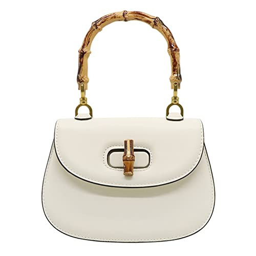 Womens Tote Bag,Bamboo Shaped Top Handle Satchel Crossbody (white) | Amazon (US)
