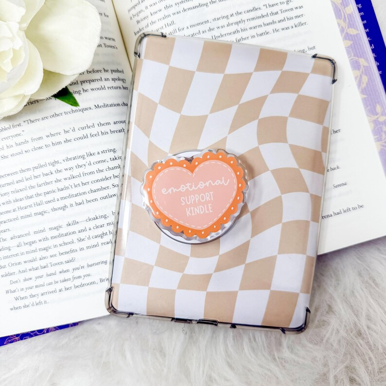 Emotional Support Kindle Orange Heart Magnetic Magsafe Kindle Grip | Kindle Case Grip | Kindle Ac... | Etsy (US)