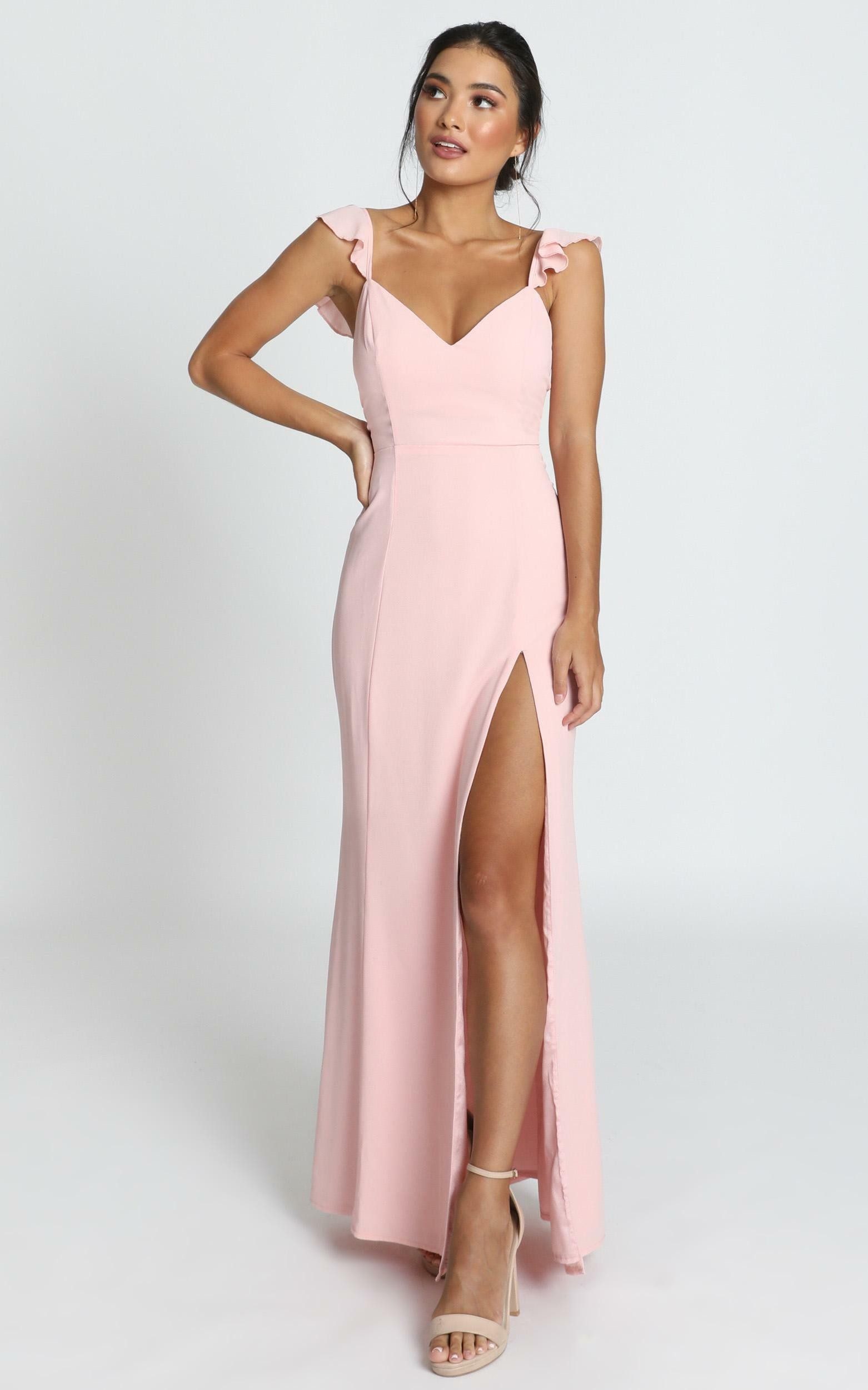 More Than This Ruffle Strap Maxi Dress in Blush | Showpo (US, UK & Europe)