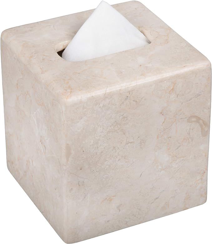Creative Home Natural Champagne Marble Square Tissue Box Cover Facial Tissue Paper Holder Bathroo... | Amazon (US)