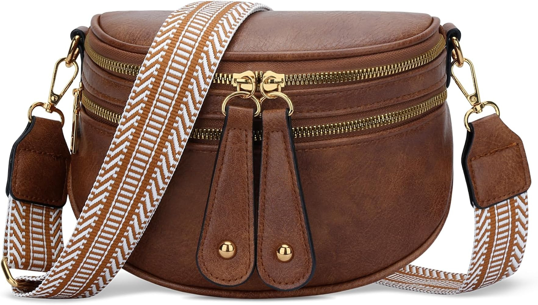KKXIU Crossbody Sling Bag for Women Trendy Fanny Pack Vegan Leather Chest Bag | Amazon (US)