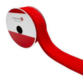 1.5" x 15Ft Red Wired Faux Fur Ribbon by Celebrate It® | Michaels® | Michaels Stores