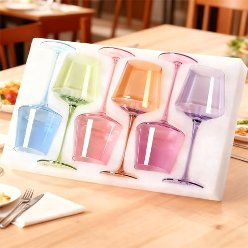 Physkoa Colored Wine Glasses Set 6-16oz Colorful Wine Glass With Tall Long Stem&Flat Bottom,Color... | Amazon (US)