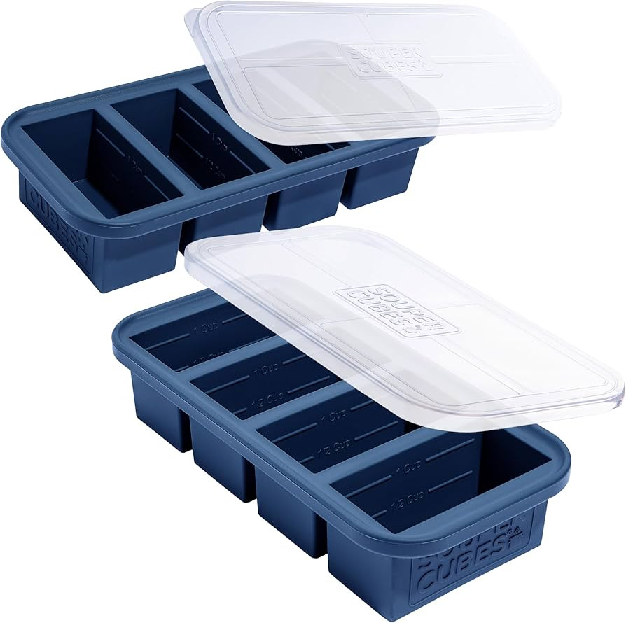 Souper Cubes 1 Cup Silicone Freezer Molds with Lids - Soup Cubes Freezer Tray with Lid - Perfect ... | Amazon (US)