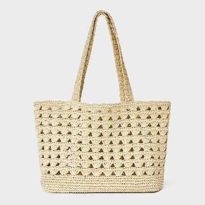 Straw Scallop Woven Tote Handbag - Universal Thread™ Natural | Target