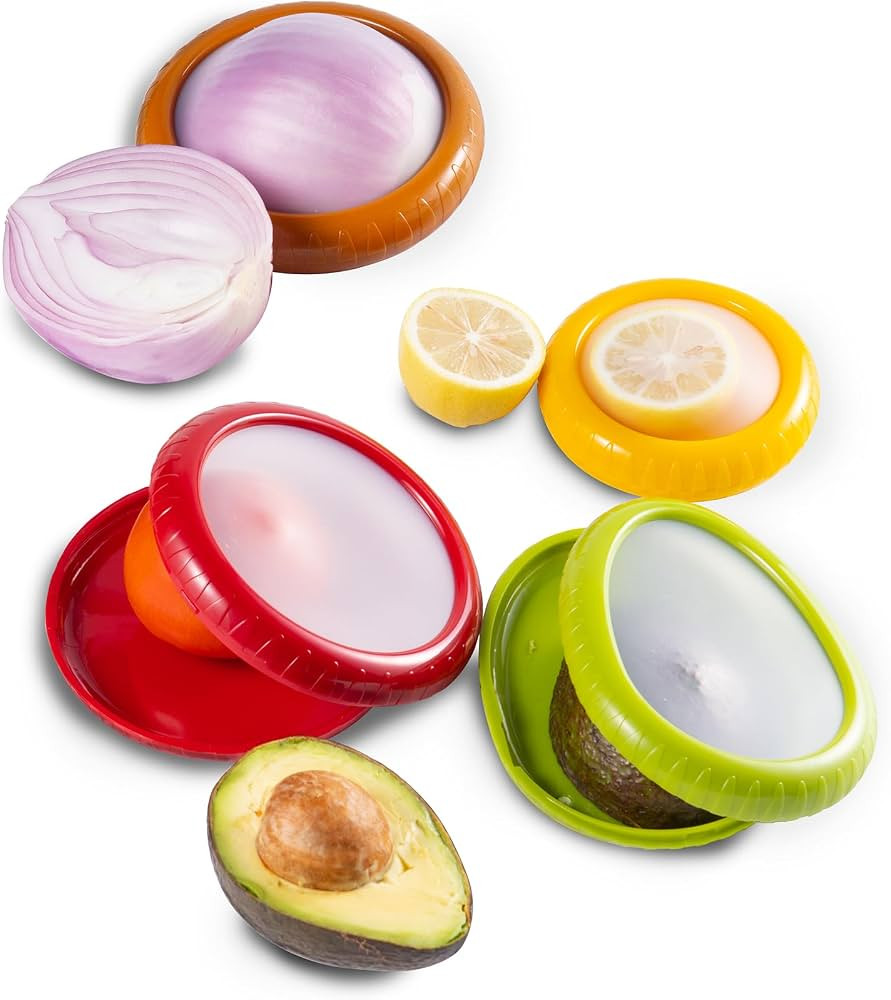 Ortarco 4Pcs Onion Storage Avocado Saver Holder, Lemons Garlic Tomato Peper Storage Containers Re... | Amazon (US)