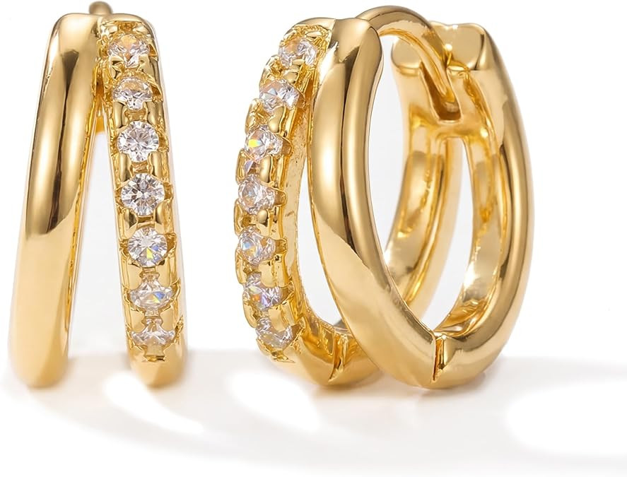 Gold Hoop Earrings for Women,14K Gold Plated Huggie Hoop Earrings for Gift | Amazon (US)