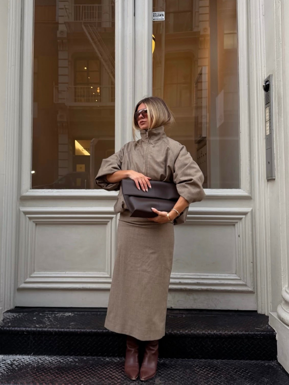 funnel neck bomber 🤝 hair tuck = me all fashion week