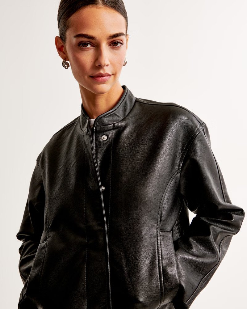 Vegan Leather Bomber Jacket | Abercrombie & Fitch (US)