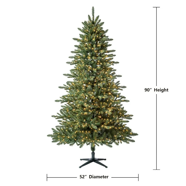 7.5' Pre-Lit Milford Pine Green Artificial Christmas Tree with LumaDazzle Color-Changing Twinkle ... | Walmart (US)
