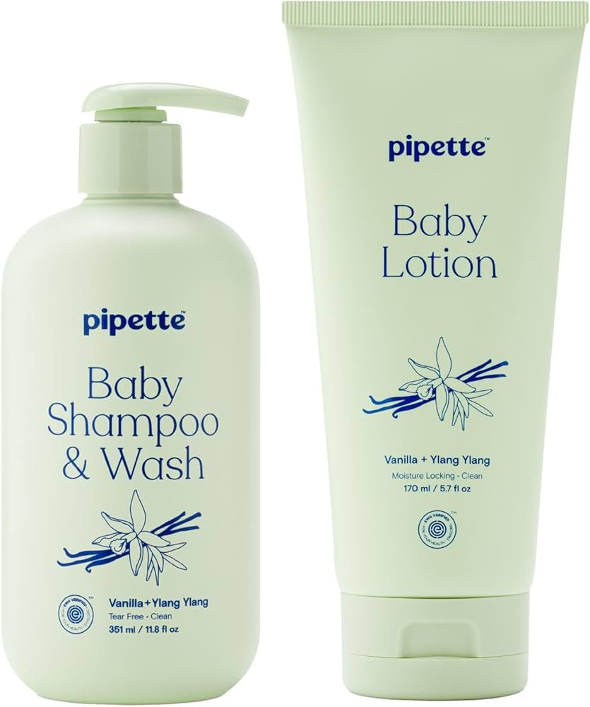 Pipette Vanilla + Ylang Ylang Wash and Lotion Duo, Pack of 2, Clean, Includes Baby Body Wash and ... | Amazon (US)