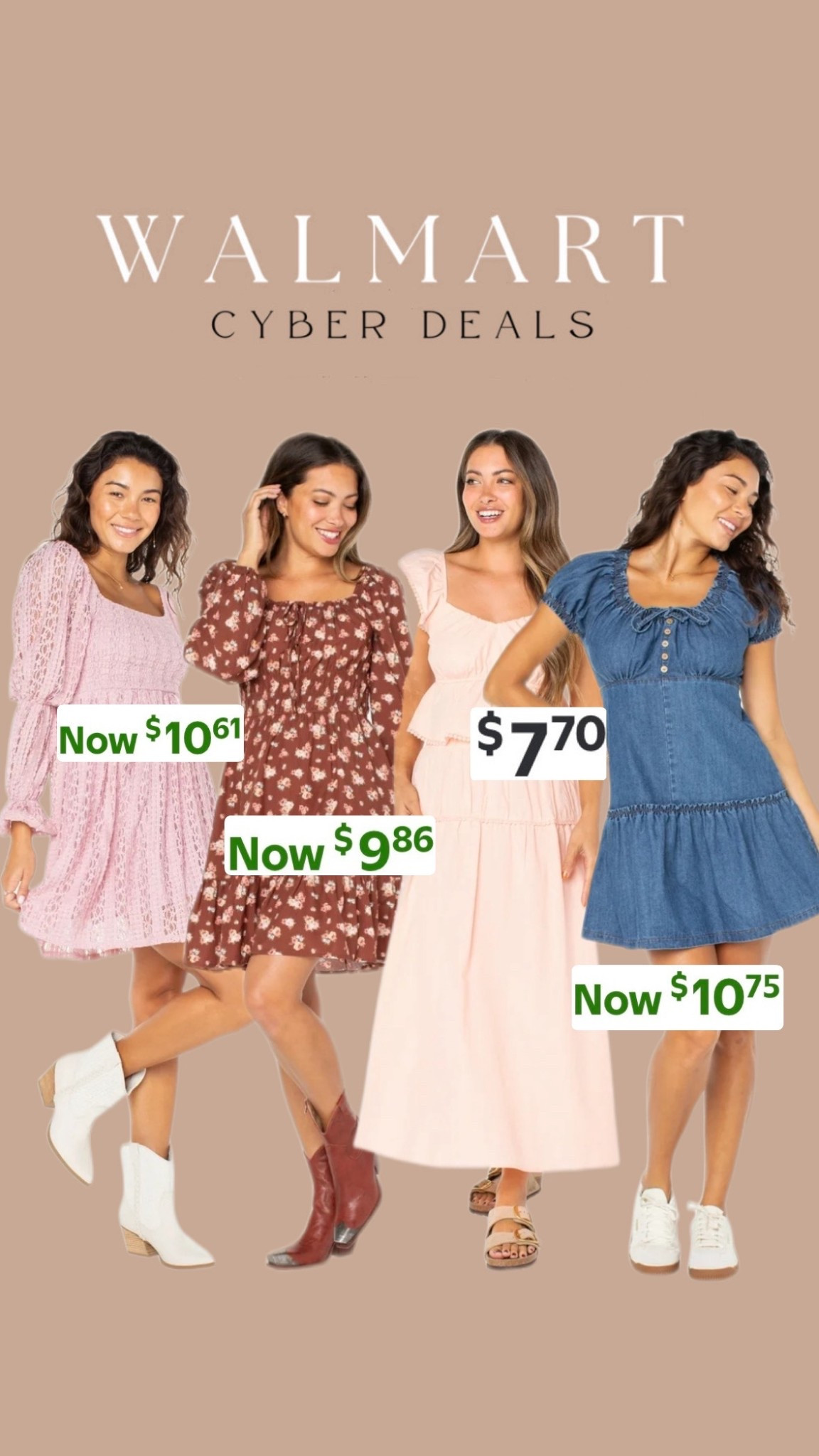 Walmart Cyber Deals are so good right now 👀✨ These feminine, flattering dresses are marked way down — most under $11! Perfect for everyday wear, church, brunch, family photos, or layering with boots and cardigans for cooler weather. Such an easy grab-now kind of deal before sizes sell out.

💰 Prices shown are current Cyber Deals (limited-time!)

#LTKunder15 #LTKunder20 #LTKsale #LTKdeals #WalmartFashion #WalmartFinds #AffordableStyle #BudgetFashion #EverydayDresses #ModestStyle #MomStyle #CyberDeals #FallStyle #DressDeals

#LTKHoliday #LTKSaleAlert #LTKFindsUnder50