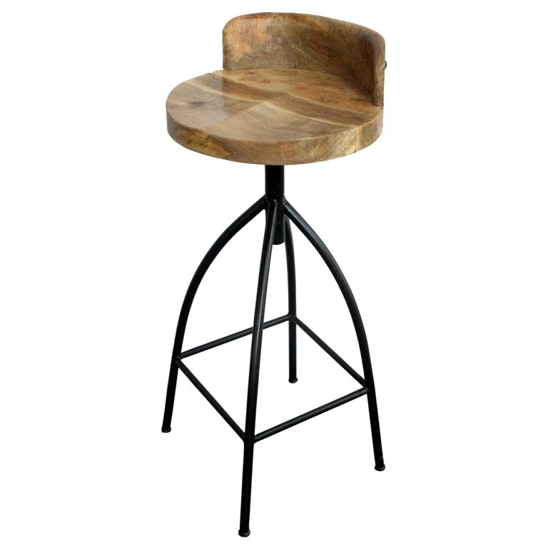 Industrial Style Adjustable Swivel Bar Stool With Backrest | Walmart (US)