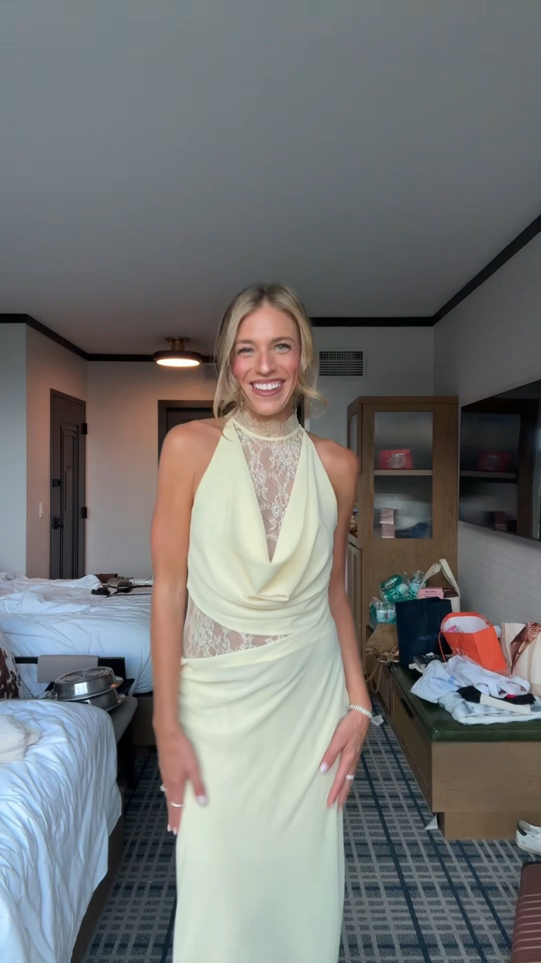 Last night’s formal outfit for the Ltk con finale party I love this dress from Meshki. It is longer for my taller girls. I’m wearing my true size. I am wearing nipples as my bra and they stayed on all night even though it was super hot and humid out. @Meshki US

#LTKCon #LTKTravel