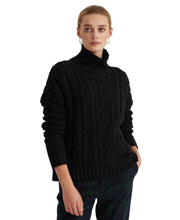 Lauren Ralph Lauren Cable-Knit Turtleneck Sweater & Reviews - Sweaters - Women - Macy's | Macys (US)