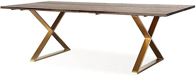 TOV Furniture The Leah Collection Modern Handcrafted Rustic Wood & Stainless Steel Dining Table, ... | Amazon (US)