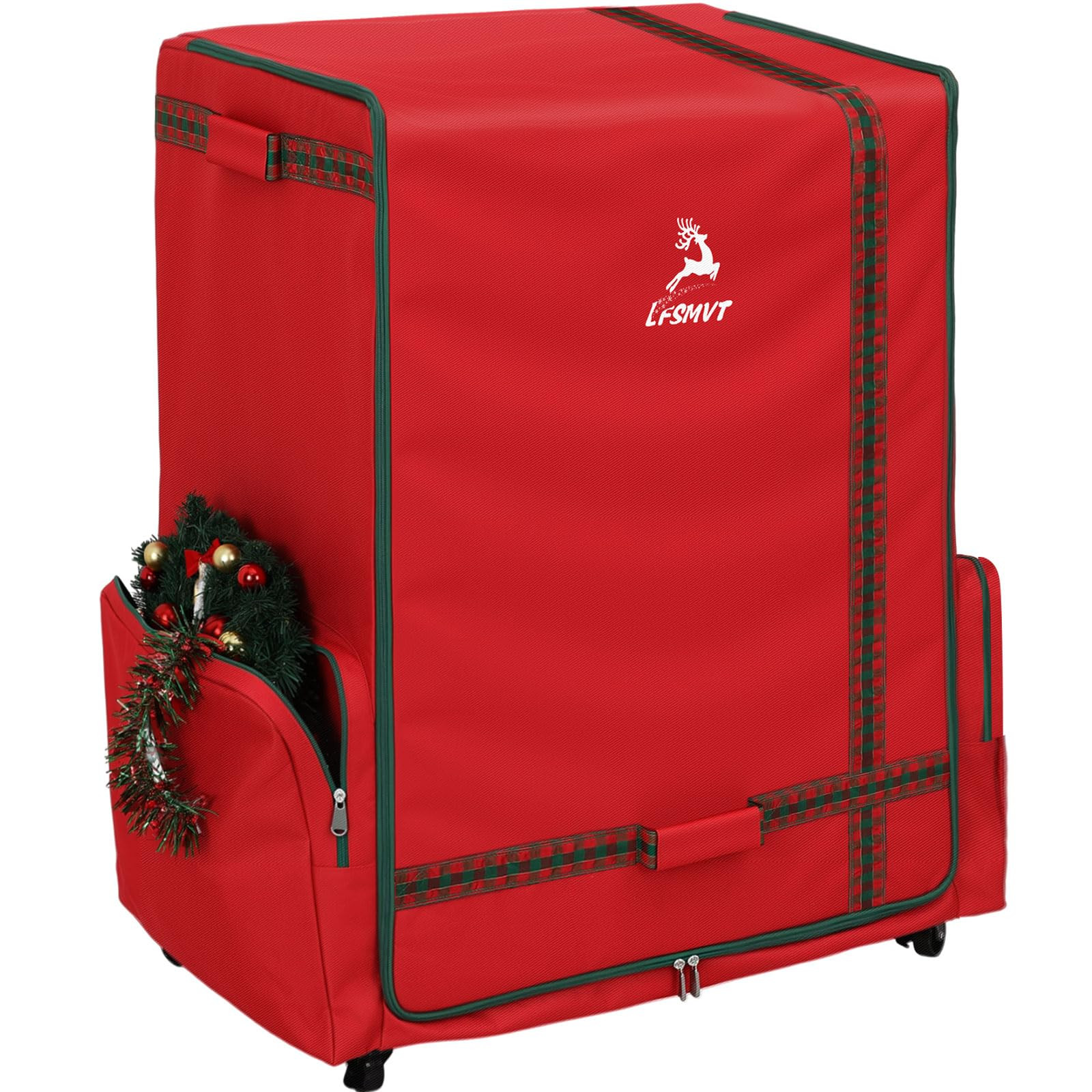 Rolling Christmas Ornament Storage Box - 120Pc Steel-Frame Decor Organizer Chest with Adjustable ... | Amazon (US)