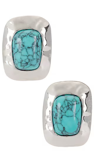Giovana Stud Earrings in Turquoise & Silver | Revolve Clothing (Global)