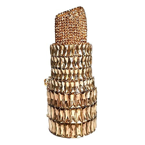 DEBIMY Women Glittering Evening Bag Rhinestone Crystal Lipstick Shape Evening Clutch Vintage Wedding Party Banquet Handbag, Gold | Amazon (US)