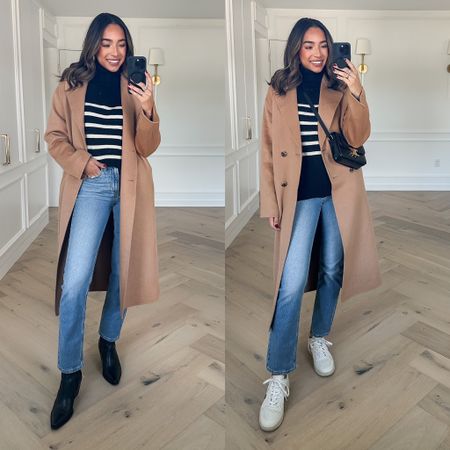 Huge SALE @gap!! This camel coat is a closet staple and perfect for work or weekend. It’s a wool blend, not bulky and actually keeps you warm 👏🏽 Wearing a Small in oversized striped sweater (oversized fit, no need to size up), Small in tan coat (oversized fit, no need to size up), and 26 in jeans (fit TTS) #ad #howyouweargap

#LTKsalealert #LTKSeasonal #LTKstyletip