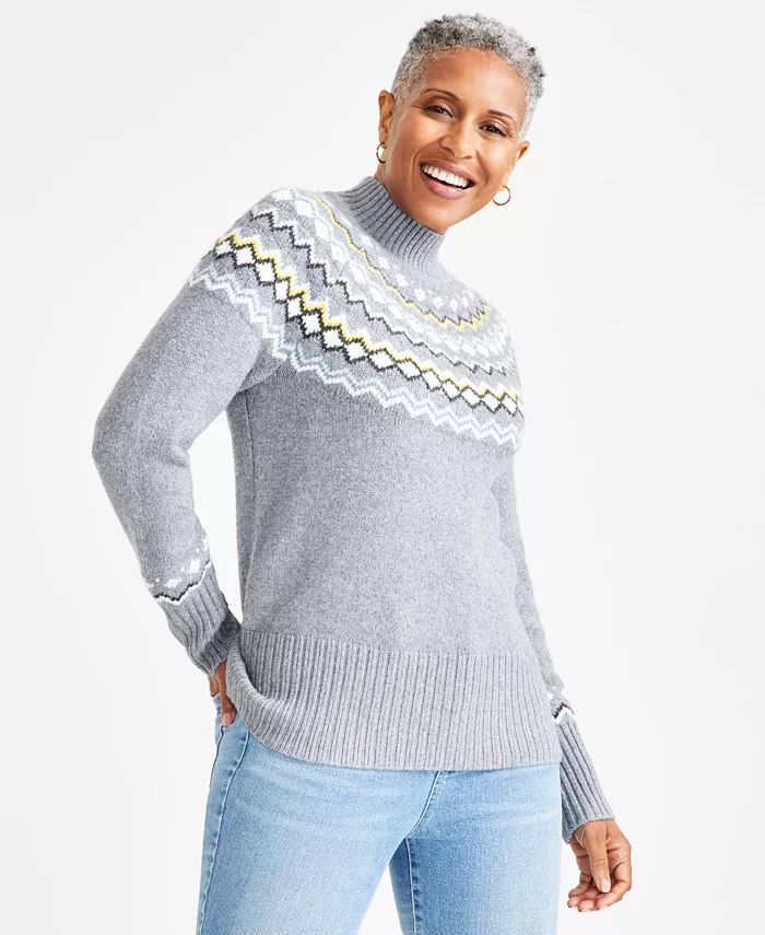 Style & Co Women's Fair Isle Mock-Neck Sweater, Created for Macy's - Macy's | Macy's