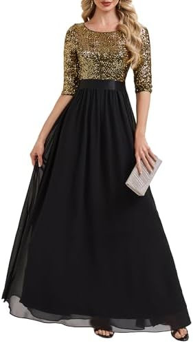 Ever-Pretty Formal Dresses for Women Sequin A Line Crew Neck Evening Gown Mother of Bride Dress 0... | Amazon (US)