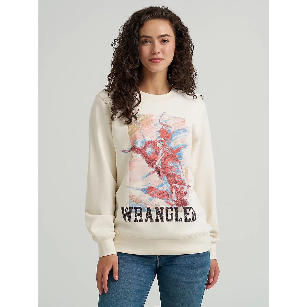 Women's Wrangler Graphic Crew Sweatshirt in Painterly White | Wrangler