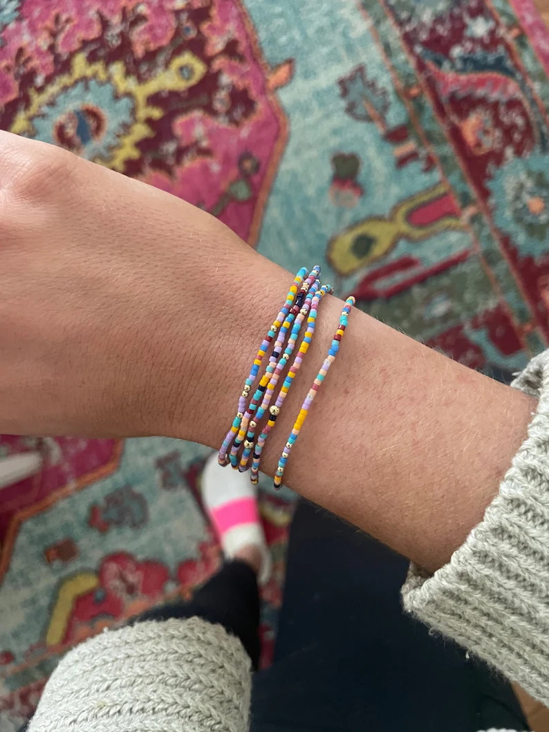 Colorful Seed Bead Stretch Bracelet 1 Bracelet Stacking - Etsy | Etsy (US)
