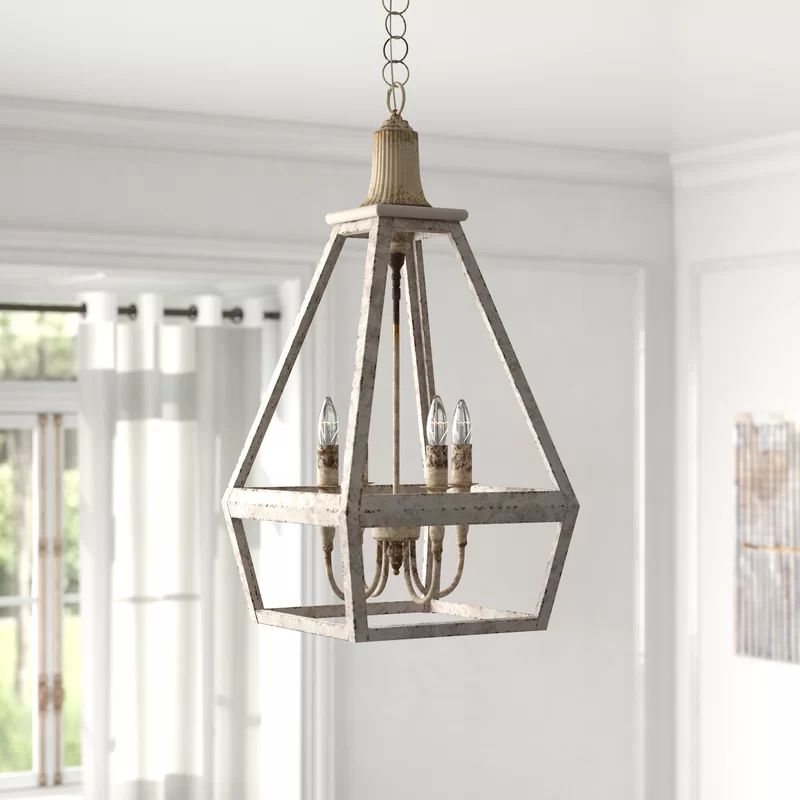Naomi 4 - Light Unique Geometric Chandelier with Wood Accents | Wayfair North America
