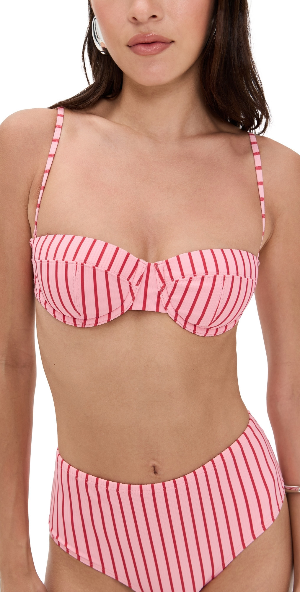 STAUD Jo Balconette Bikini Top Montauk Stripe M | Shopbop