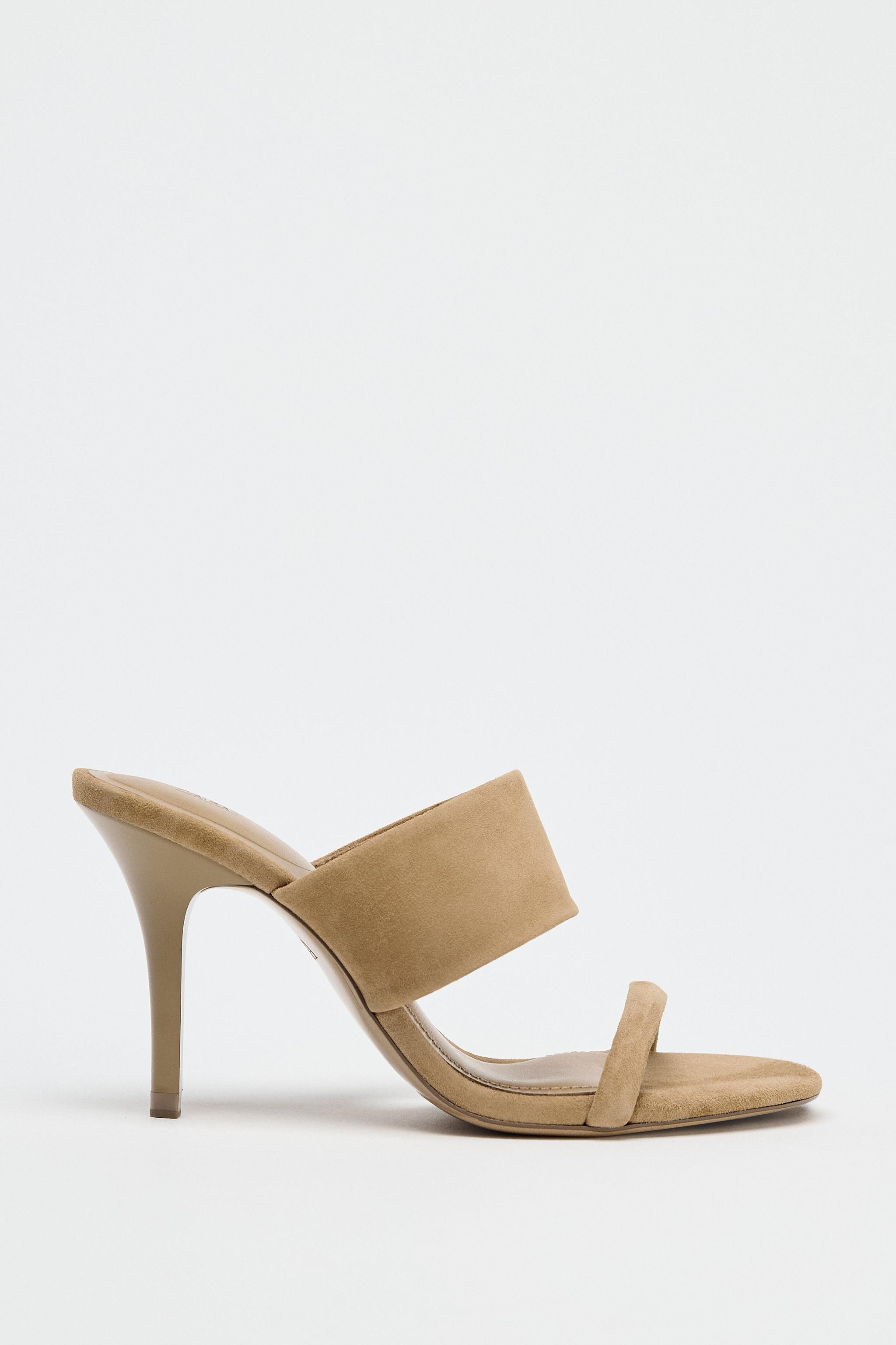 SUEDE STRAPPY HEELED SANDALS | Zara UK
