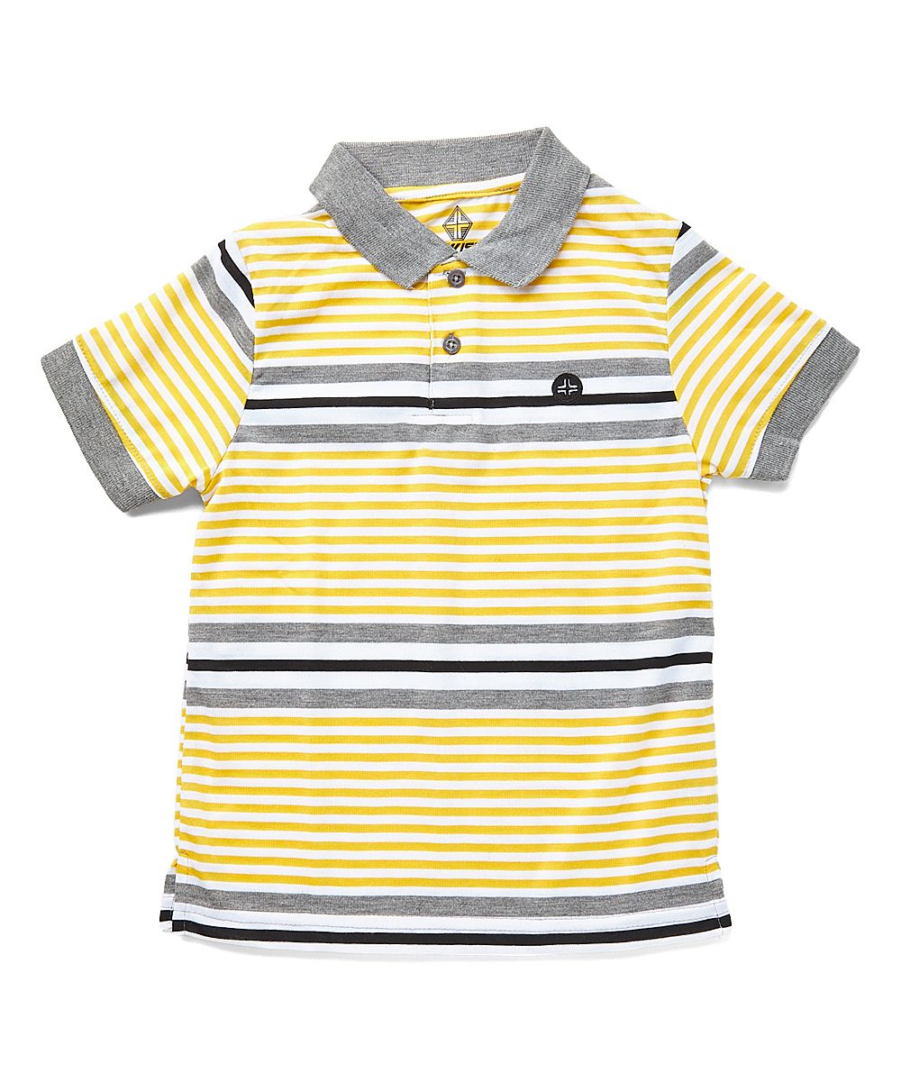 Swiss Cross Boys' Polo Shirts PACK - Yellow & Gray Stripe Polo - Boys | Zulily
