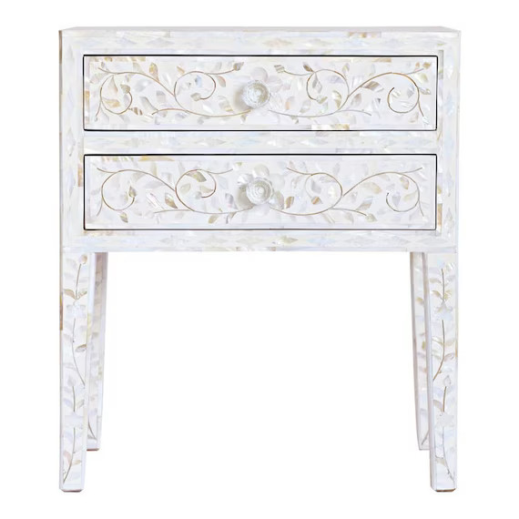 Handmade Mother of Pearl Bedside,Bone inlay Side table sidetable,Mother of pearl Nightstand with ... | Etsy (US)