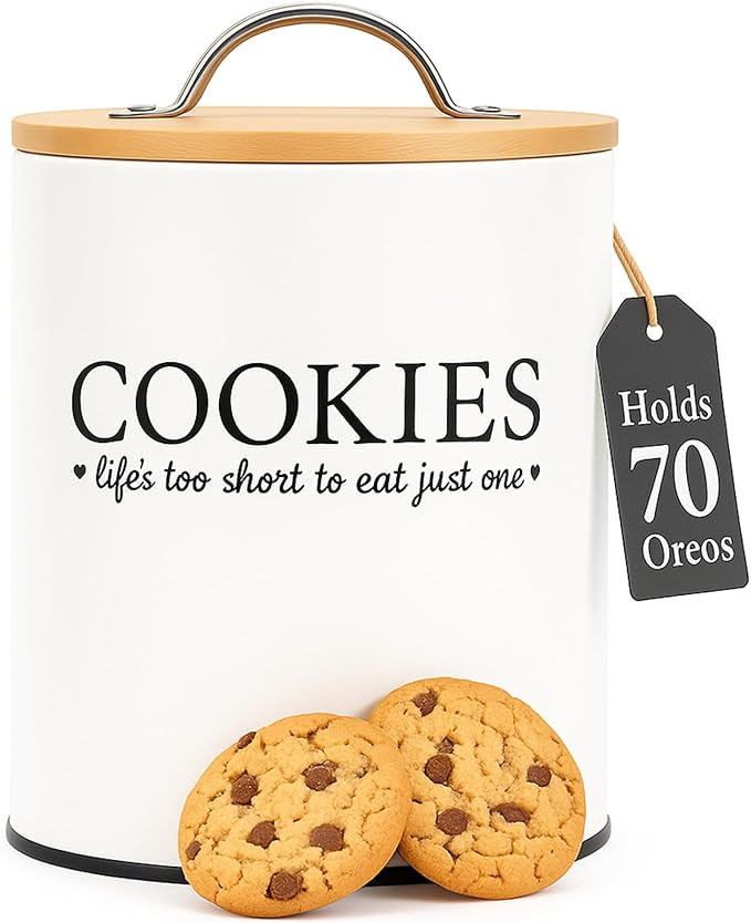 D'Lifeful Cookie Jar with Airtight Bamboo Lid – 0.6 Gallon Cute and Decorative Cookie Storage f... | Amazon (US)