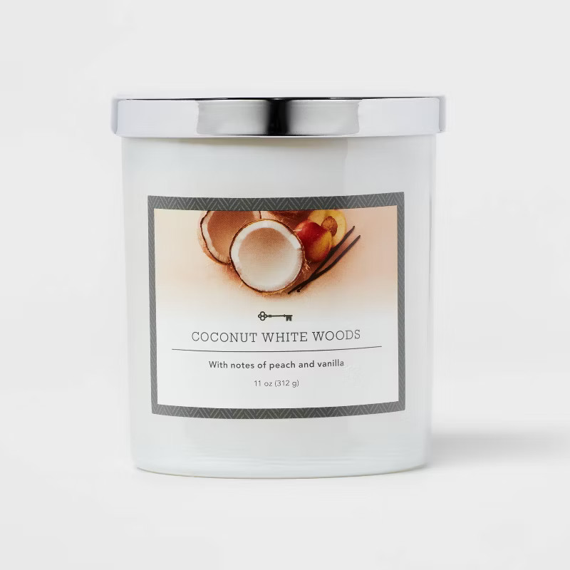Lidded Glass Candle Coconut White Woods - Threshold™ | Target