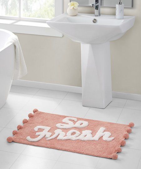 Blush 'So Fresh' Pom-Pom Bath Rug | Zulily