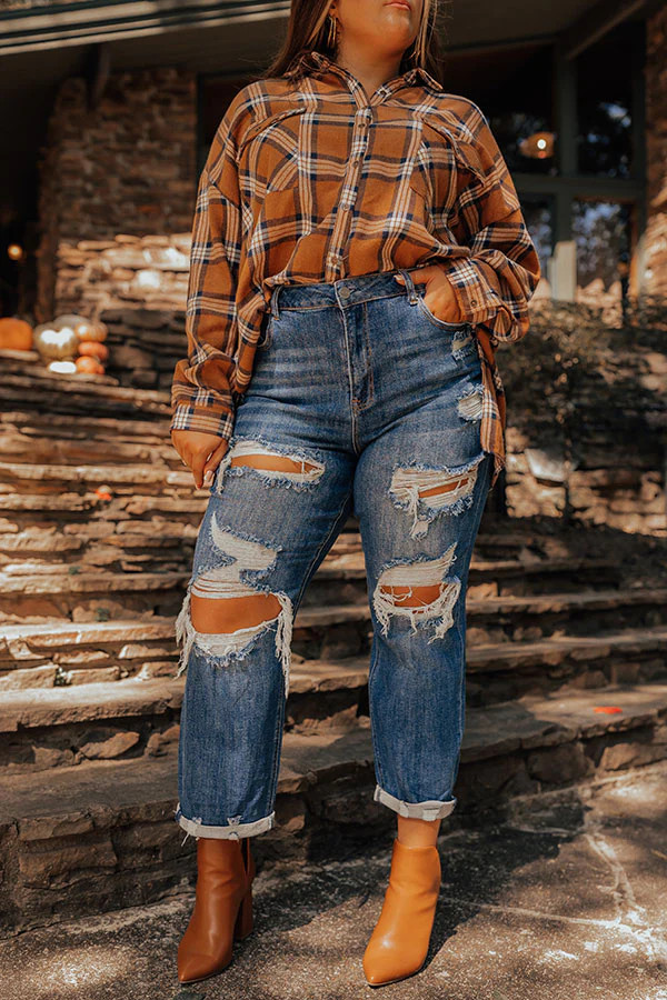 The Casa High Waist Distressed Jean Curves | Impressions Online Boutique