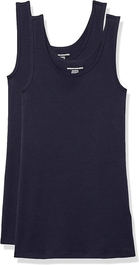 Amazon Essentials Women's Slim-Fit Ribbed Scoop Neck Tank Tops, Pack of 2 | Amazon (US)